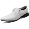 DXSYGMBN Scarpe Oxford da Uomo Eleganti in Pelle Classiche Stringate Cerimonia Business Scarpe Basse a Punta Casual Matrimonio,Bianca,42 EU