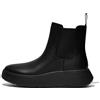 Fitflop Stivali Chelsea Flatform in pelle F-mode da donna, Tutto nero, 39 EU