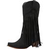 Kobilee Stivali Texani Donna Pelle Western Stivali Texani Alto Vintage Stivali Cowboy Frange con Tacco Stivaletti Anfibi Camoscio Stivali Equitazione Cowboy Boots Invernali Biker
