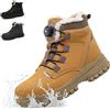 NACKINg Scarpe Antinfortunistiche Invernali Uomo Donna Impermeabili Scarpe da Lavoro con Imbottitura Calda Stivali di Sicurezza Antiscivolo Lacci con Bottoni, Marrone giallo, EU 42