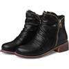 CRETUAO Stivaletti da Donna con Tacco Basso e Grosso,Comodi Stivaletti Invernali con Cerniera Laterale e Punta Tonda,Scarpe Eleganti Casual in Pelle Vintage