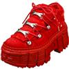 New Rock M-106WALL-C13 Stivaletti Alla Caviglia in Pelle Rossa Metallizzata Gotica