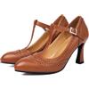 CRETUAO Décolleté Brogue da Donna con Cinturino Incrociato,Scarpe Eleganti Mary Jane con Tacco Medio e Punta a Punta,décolleté Vintage vittoriane con Tacco Alto da Ballo in Chiesa,2 Brown,38.5 EU