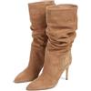 FhiHUEpr Stivaletti in Suede a Punta Larga per Donna, con Tacco Slouchy, Ideali per Nightclub, Matrimoni, Ufficio,Marrone,38 EU