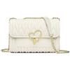 ANNI RIEL Borsa a tracolla in vera pelle con catena per donna borsa trapuntata e borsa alla moda borsa a tracolla con patta borsa da sera, bianco, Small