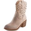 Toocool Stivali donna traforati texani camperos western bassi GR-6658 [BEIGE, 39]
