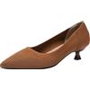 CRETUAO Décolleté in Maglia con Fondo Morbido con Tacco Gattino da Donna,Scarpe A Punta Comode con Tacco Basso alla Moda,Décolleté Classici per Abiti da Cerimonia Nuziale in Maglia,Marrone,39 EU