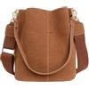 BTRYLDCFA Borsa Camoscio Marrone Borsa a secchiello vintage da donna in pelle a spalla di grande capacità con tracolla da donna con manico borse selvagge(Brown)