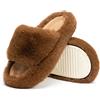 Chantomoo Pantofole da Donna in Memory Foam, per Camera da Letto, in Peluche, Comode, Foderate in Finta Pelliccia, Suola Antiscivolo, Pantofole Regalo alla Moda, Marrone Scuro 40/41 EU