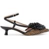 CAFèNOIR - Slingback Effetto Raffia E Accessorio Fiore, Da Donna, Colore Nero/cuoio