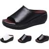 cookx Orthopedic Sandals 2024 Summer Comfortable Orthotic Leather Wedges Slides Dressy,Orthopedic Wedge Sandals For Women (36,Bla)