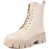 URBAN ROSA Anfibi Stivaletti Donna con Lacci Suola Spessa e Tacco Largo Antiscivolo 8256 (Beige, 41 EU, Adulto, 41, Numero, Sistema Taglie Calzature EU, Media)