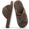 Chantomoo Pantofole per Donna Memory Foam Casa Camera da Letto Velluto a Coste Fiocco Ciabatte Trasversali Scarpe Comode Pantofole Regalo alla Moda,Marrone 42/43 EU