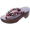 Kawaii-Story K-G-62-1 Rosa Nero Sakura Fiori Naturale Legno Originale Giappone Geta Sandalo Tabi Kimono Geisha Infradito