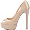 EDEFS - Scarpe col Tacco Donna - Donna Decolté Peep Toe - Tacco Alto con Plateau A Spillo - Beige - EU37