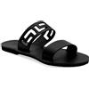 EMMANUELA handcrafted for you Emmanuela Antique Sandali in pelle a mano in pelle a mano con Maniere, Scarpi estivi di qualita per la donna, Sandali Boho Chic Slide con dei piedi aperti, nero, 36 EU