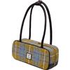 TAILORMAP Harris Tweed Borsa a tracolla da donna fatta a mano vintage in lana con dettagli in pelle pieno fiore retrò rettangolare Tote, Tartan Giallo, 11.2 x 5 x 4.3