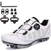 PENXZT Scarpe da Ciclismo da Uomo in Mountain Bike Compatibile con Shimano SPD 2-Bolts Pedals MTB Scarpe Che corre per Interni ed Esterni,Bianca,41 EU