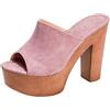 Generico Sandali Donna Tacco Largo Comode Eleganti Sandali Nuovi Moda Cuoio Artificiale Mules Estivi Pantofole Tacco Alto Cerimonia Plateau Slip on Decollete Tacchi Antiscivolo Ciabatte Zeppa Tacco Medio