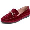 Feversole Women's Fashion Trim Deco Loafer Slippers,Pantofole Decorative alla Moda per Donna Borgogna Velluto Trapuntato 38 EU