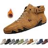 Overhil1s Uomo Stivali Alti in Pelle Scamosciata Fatti a Mano, Beck Scarpe Uomo Impermeabili Antiscivolo Leggere Traspiranti Stivali Uomo for l'escursionismo e la Guida (Color : Brown+Velvet, Size : 44 EU)