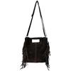 J26 Borsa con manici in pelle scamosciata con frange shopper in camoscio made in Italy pelle grezza borsa a tracolla in due varianti, 26x22x4 cm