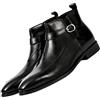 Generico Scarpe Classiche da Uomo Stivali in Vernice Nera Eleganti Stivaletti Chelsea di Pelle Eleganti Stivali da Moto alla Moda Stivaletti di Pelle Lavorata Pregiata Chelsea Design Classico