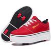 ANEFUN Scarpe con Ruote per Ragazzi e Ragazze, Ruote Rimovibili 4 Pattini Scarpe per Bambini, rosso/bianco, 39 EU