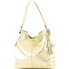 modamoda de - T185 - ital. Borsa a tracolla da donna in pelle, Oro metallizzato, m