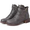 CRETUAO Stivaletti da Donna con Tacco Basso e Grosso,Comodi Stivaletti Invernali con Cerniera Laterale e Punta Tonda,Scarpe Eleganti Casual in Pelle Vintage