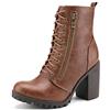 DREAM PAIRS Stivaletti Donna Tacco Grosso Plateau | Tomaia idrorepellente, tacco blocco 8,6 cm, suola TPR, zip laterale, soletta in lattice, stile edgy.