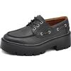 IF Scarpe Donna Platform Stringate Stile Barca, Mocassini Chunky con Suola Carrarmato, Casual Eleganti GA061 Nero N.38
