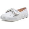 Feversole Women's Fashion Slip-On Sneaker Casual Flat Loafers,Sneakers Slip-on alla Moda per Mocassini Piatti Casual da Donna Pelle vegana Bianca 39