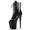 denova's Stivaletto da donna in pelle scamosciata, tacco molto alto, con lacci, plateau, per pole dance e pole dance, con cerniera, 20 cm, Vernice nera, 41 EU