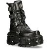 New Rock TANK373-S1 Stivali Unisex con Piattaforma in Pelle Nera Stile Motociclista Gotico 43