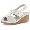 inblu Sandali Donna a Zeppa con Cinturino Regolabile, Plantare Imbottito e Decorazione Strass, Tacco 7,5cm, Bianco, 40