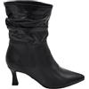 Malu Shoes Tronchetto Donna Stivaletto Pelle Nero a Punta Altezza sopra Caviglia Arricciato con Tacco Martini Mini 3 cm Zip (39 EU)