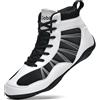 situkeke Scarpe da Boxe da Uomo Scarpe da Wrestling da Combattimento Antiscivolo Traspirante Scarpe Combat Boxers Competizione di Allenamento Scarpe da Pugilato Unisex Nero Bianco 39 EU