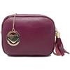 Chicca Borse Tracollina Borsa Donna in Pelle Italiana Trama Dollaro Borsetta a Spalla (Bordeaux)