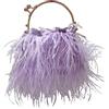 MOISTRI Borsa da Sera per Donne - Clutch con Piuma di Struzzo, Frangia Nuziale per Matrimonio e Festa - Porpora