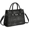 LAKCFSN Borsa Donna in Denim con Strass Scintillanti | Elegante Shopper a Mano con Tracolla Removibile in PU | Tote Bag Media Y2K per Aperitivo, Shopping e Tempo Libero, Nero