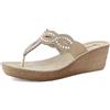 inblu Ciabatte Donna Infradito con Zeppa e Strass, Plantare in Vera Pelle, Sabbia, 39