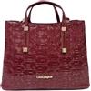 Laura Biagiotti Borsa Donna Linea Arcade, Pelle Sintetica Verniciata, Stampa LB, Manici Doppi e Tracolla Rimovibile, Dimensioni 30x12x22 cm, Accessori Oro ART.LB25W-250-1 (RUBINO)