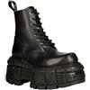 New Rock Stivali Unisex New Rock M-MILI084N-S5 in 100% Vera Pelle Techno Nera Metallizzata con Plateau e Chiusura con Lacci da Militare 6