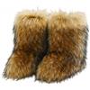 FQLGJMY Furry Faux Fur Stivali da neve invernale fuzzy scarpe peluche in camomilla caldo mezzo vitello comodo all'aperto piatto stivali di moda