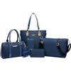 Lengender Donna Moda Set di 6 Borse in Pelle PU Borsa a Mano + Borsa Shopping + Borsa a Tracolla + Portafoglio + Portacarte + Pochette, blu, 12 cm x 30 cm x 30 cm