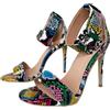 Frankie Hsu Sandali sexy unisex con tacco alto a spillo, colorato serpente stampa pitone alla moda, grande taglia 4-19 eleganti scarpe con cinturino alla caviglia per donna uomo, Multi, 44 EU