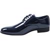 Evoga Scarpe Uomo Class Blu Scuro Vernice Linea Classica Eleganti Cerimonia (Blu Scuro Lucide, Numeric_41)