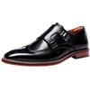 Santimon Brogue Scarpe da Uomo in Pelle Elegante Double Monk Strap con Fibbia Casuale Scarpe da Sera Mocassini Nero 46 EU