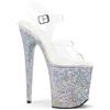denova's Sandalo a spillo da donna, trasparente, 20,1 cm, tacco molto alto, plateau, cinturino alla caviglia